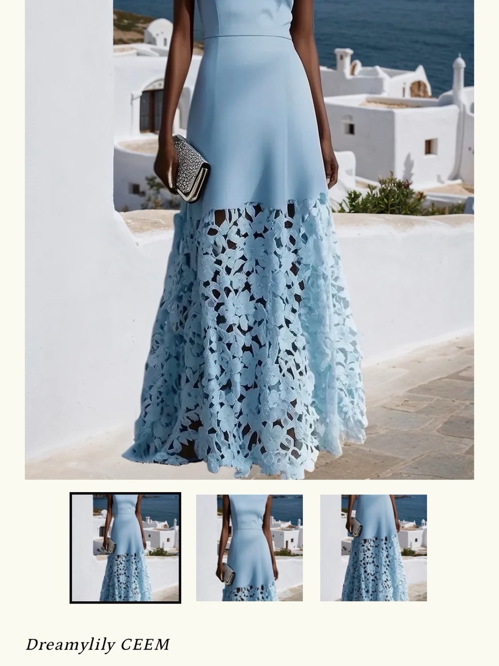Light Blue Lace Maxi Skirt